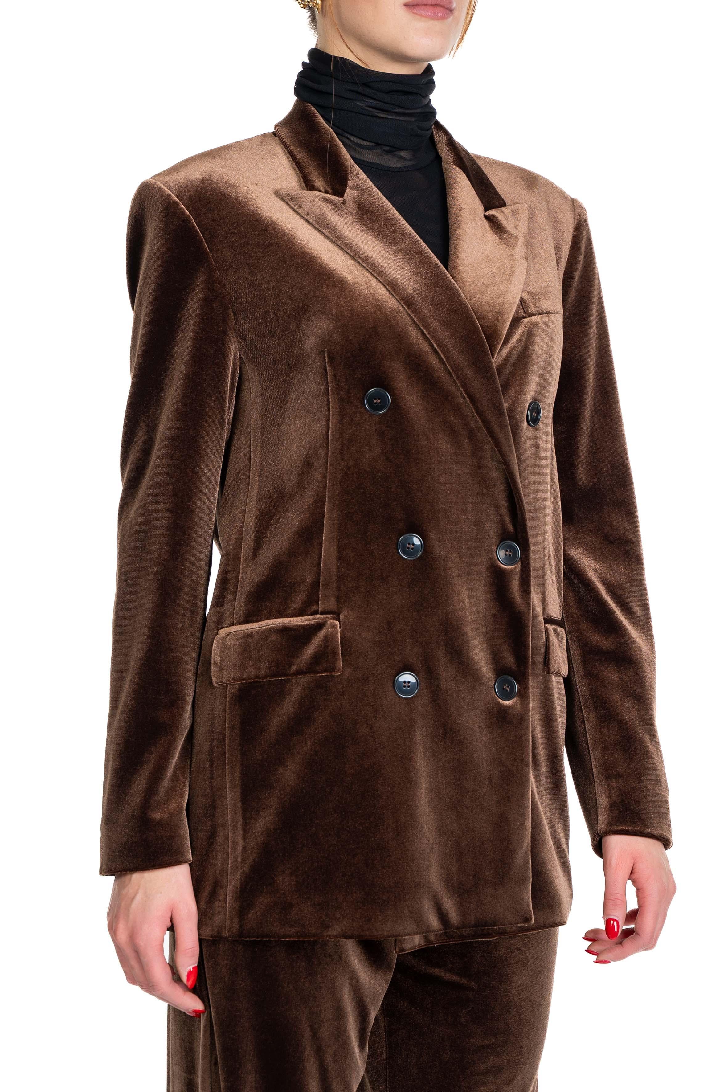 Giacca doppiopetto in ciniglia marrone 4731 1647 CAFFE ALICE MILLER 