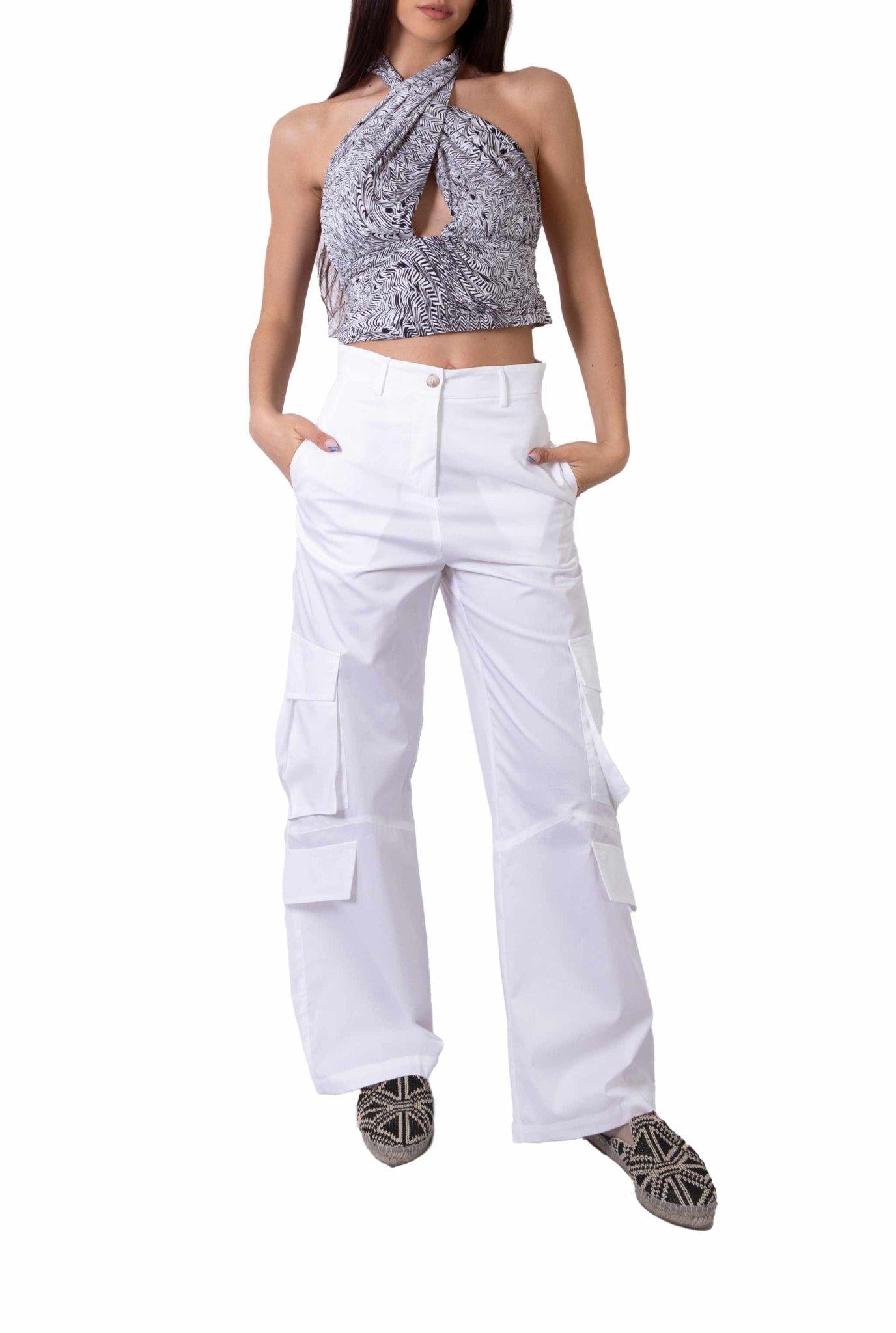 Pantalone cargo in cotone leggero bianco 3942 4007 B ALICE MILLER 