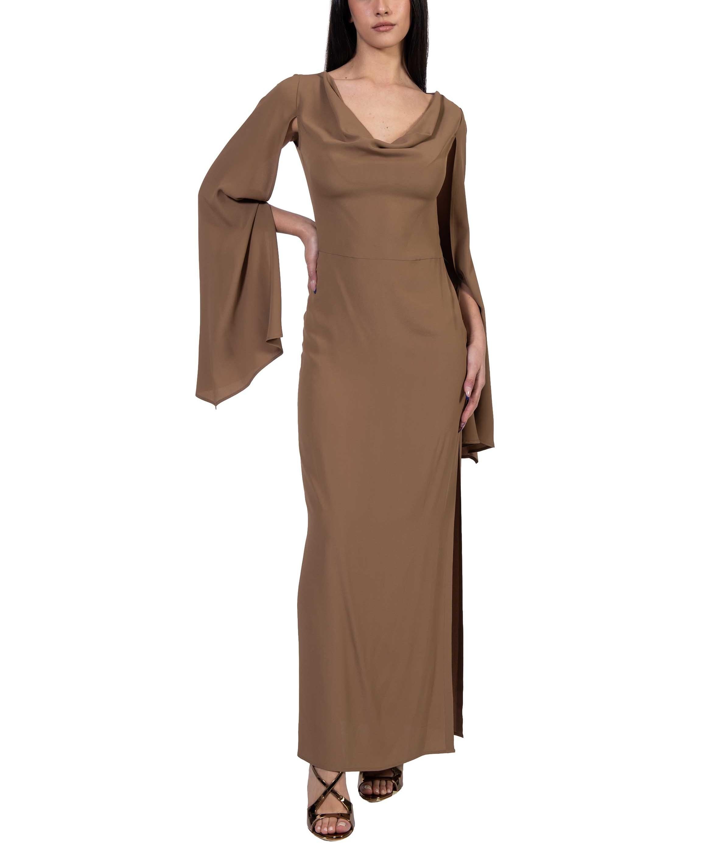Abito lungo con collo drappeggiato. 41204 NOCCIOLA FEDERICA TOSI 
