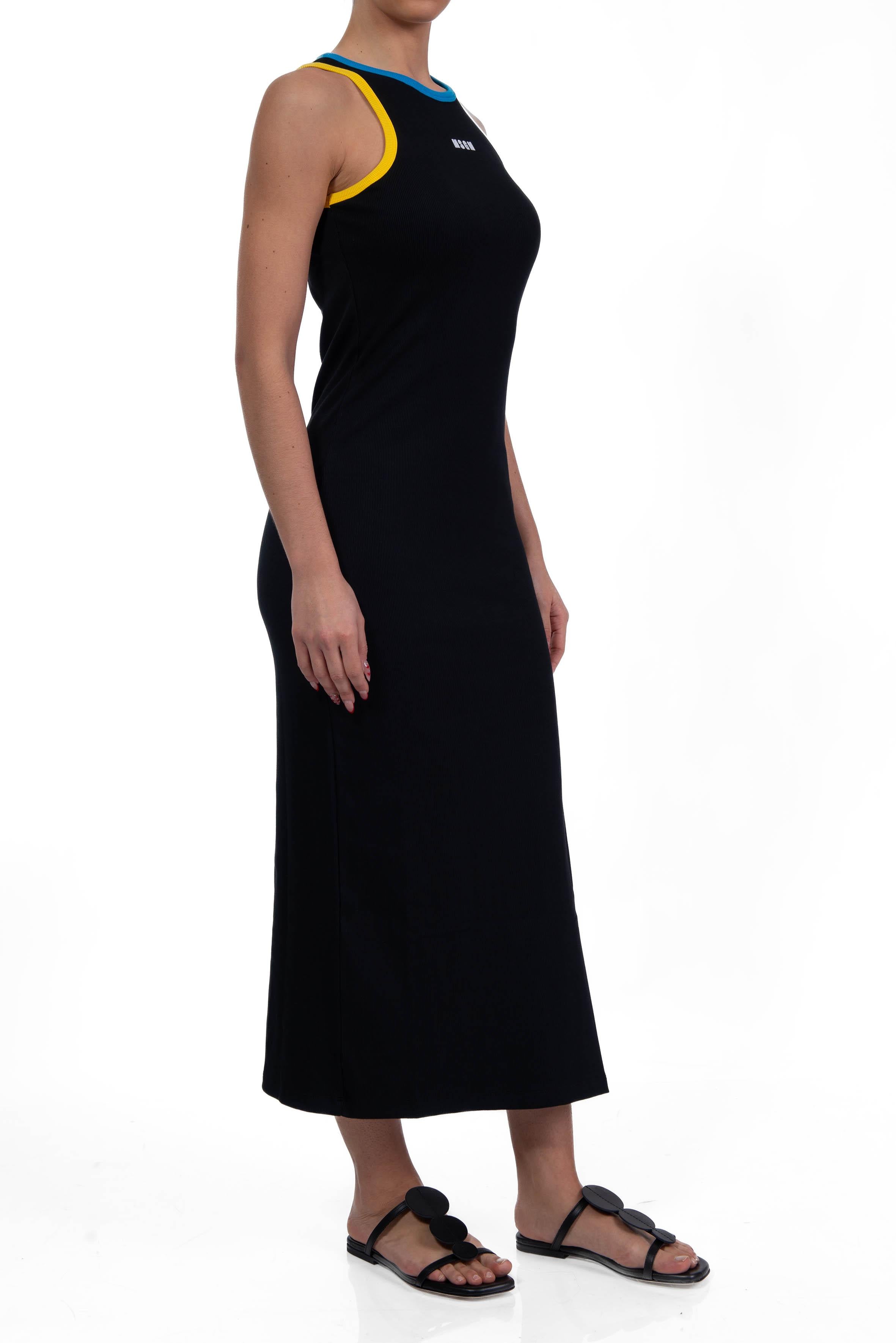 Abito lungo a coste di cotone 3841MDA87 257120 BLACK 99 MSGM 