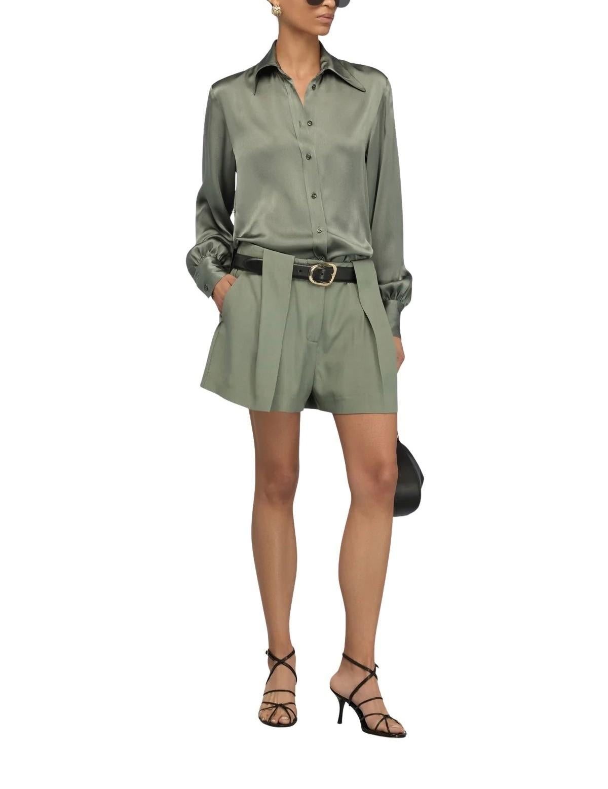Camicia Juana in raso JUANA Y6SM13 VERDE MAREA SEMICOUTURE 