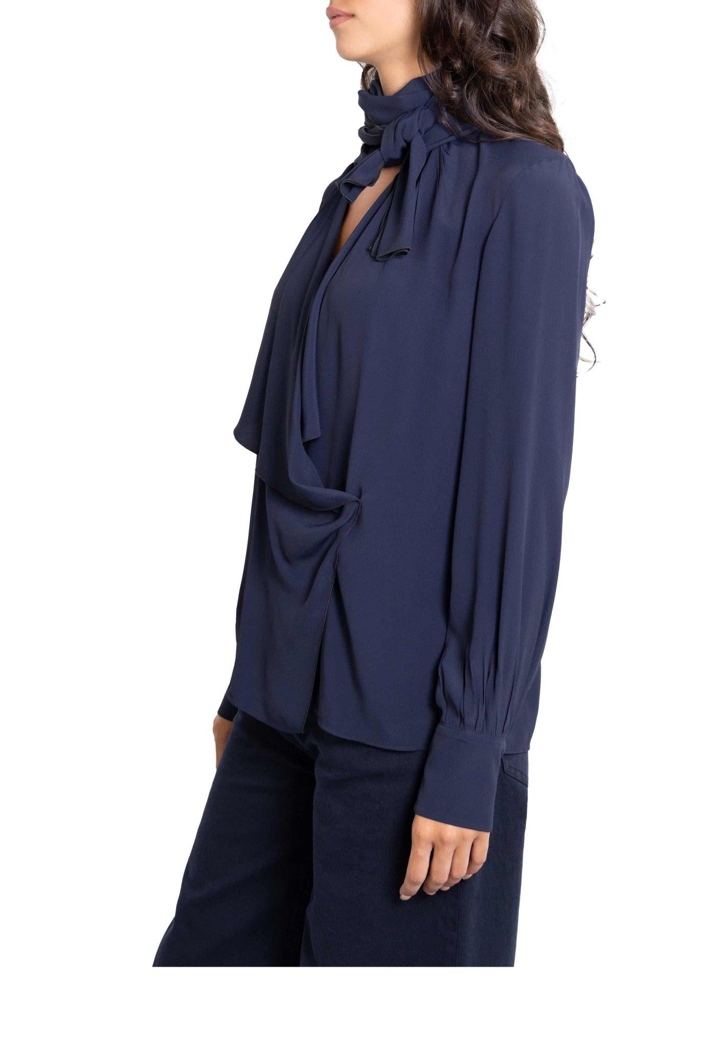 Blusa blu con drappeggio frontale G081 5111 B N° 21 