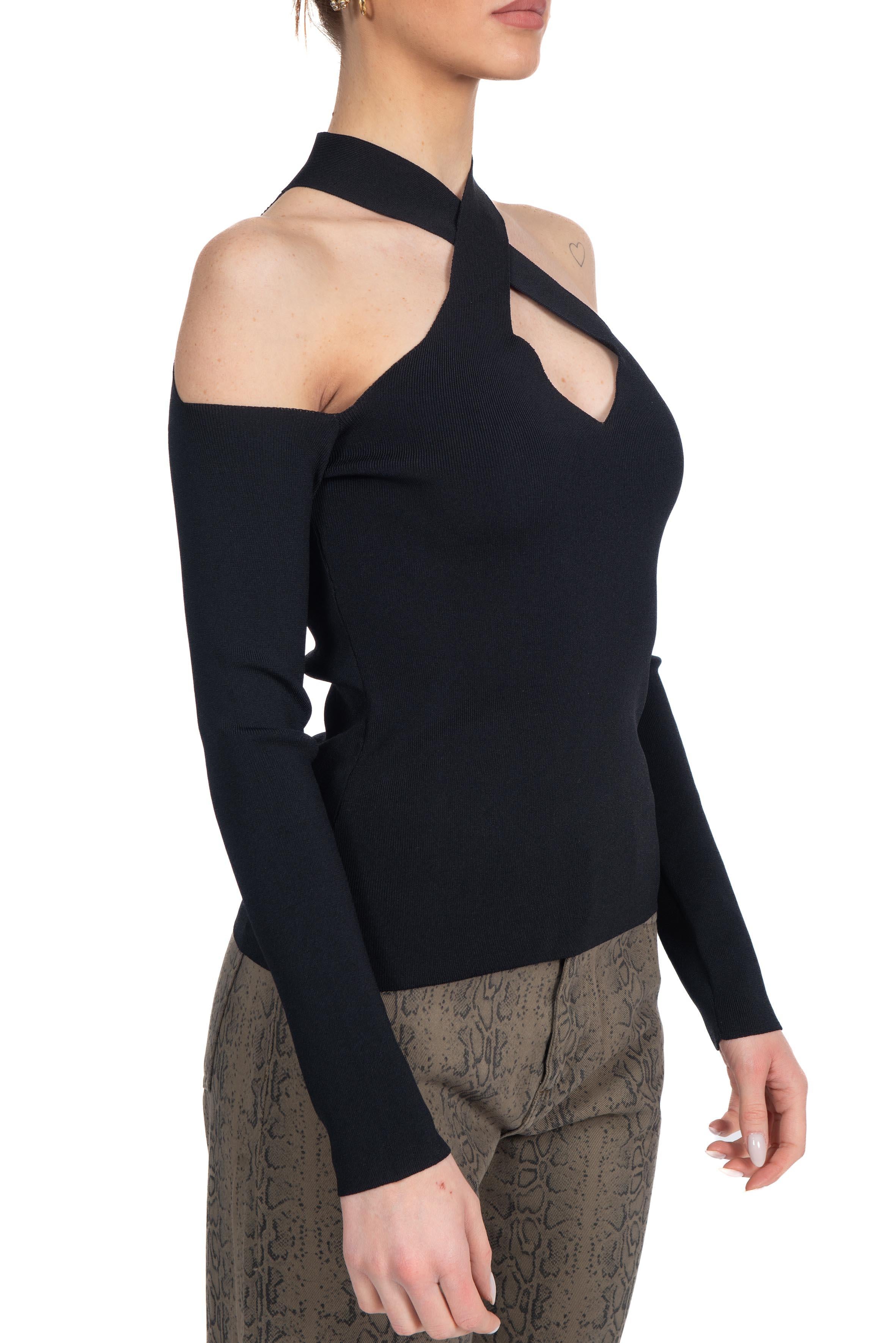 Maglia scollo a incrocio 42002 42002 NERO FEDERICA TOSI 