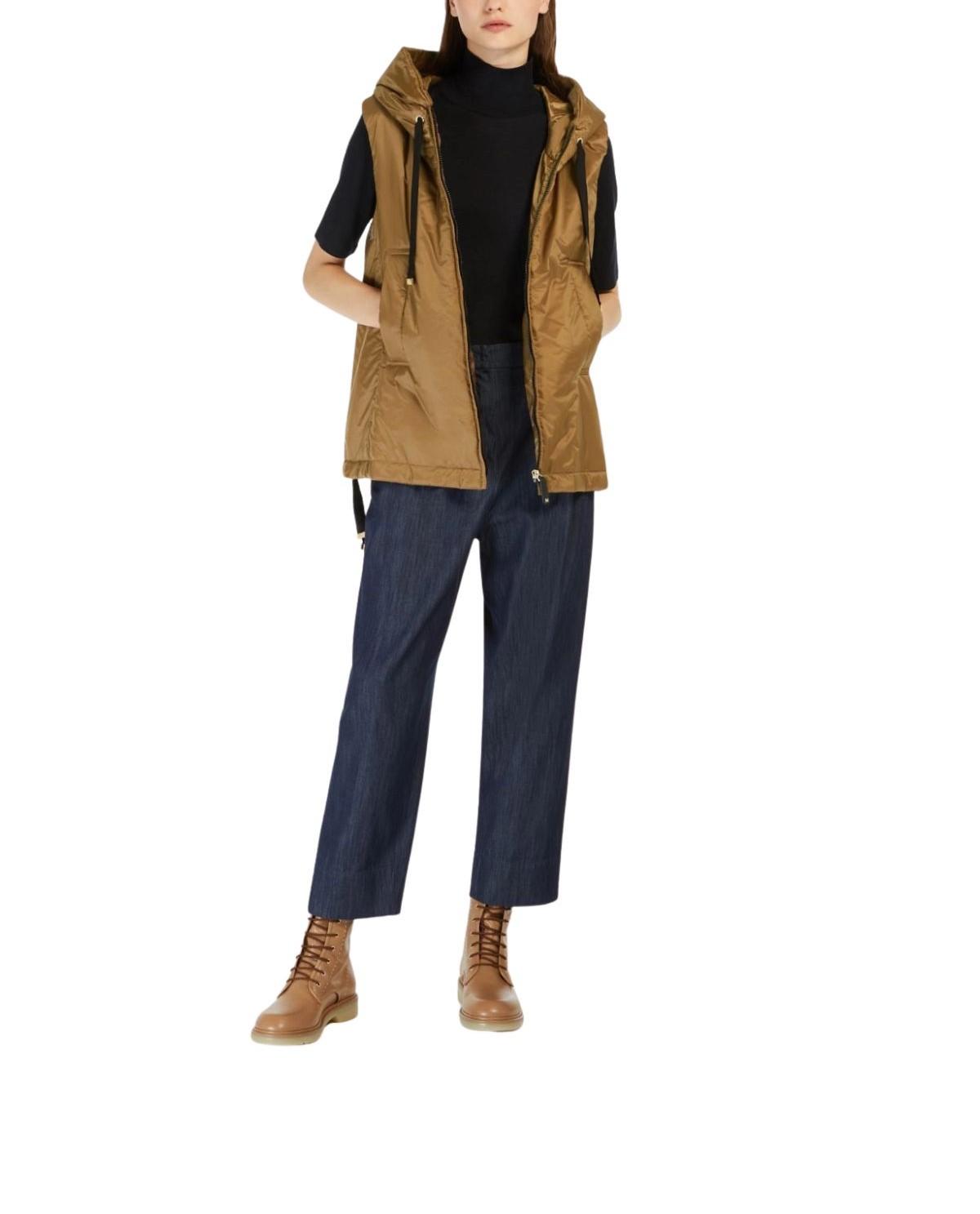 Gilet imbottito con cappuccio in tela antigoccia cammello Greengo GREENGO 051 CAMMELLO MAX MARA THE CUBE 