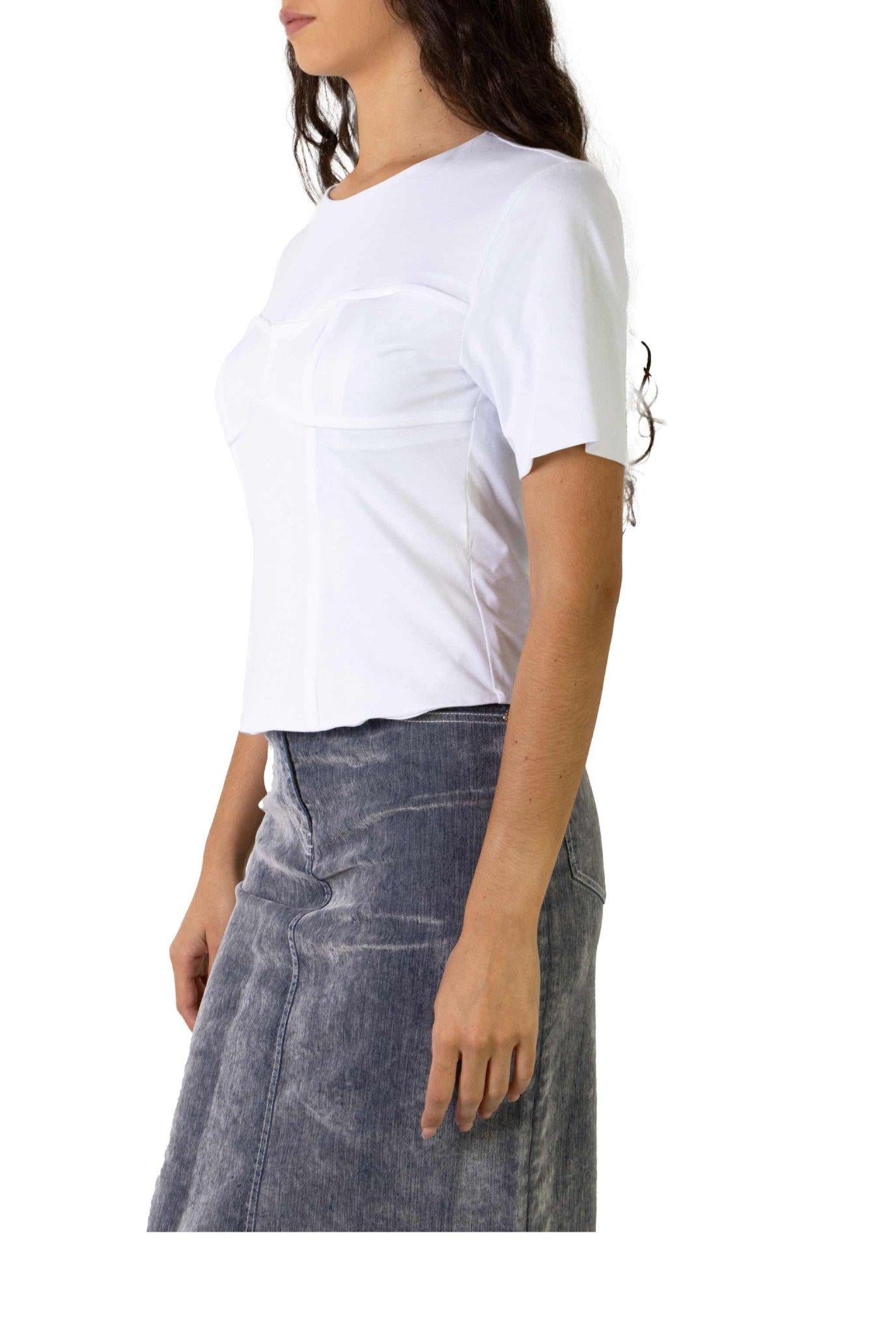 T-shirt bianca con dettaglio corsetto TS186 BI FEDERICA TOSI 