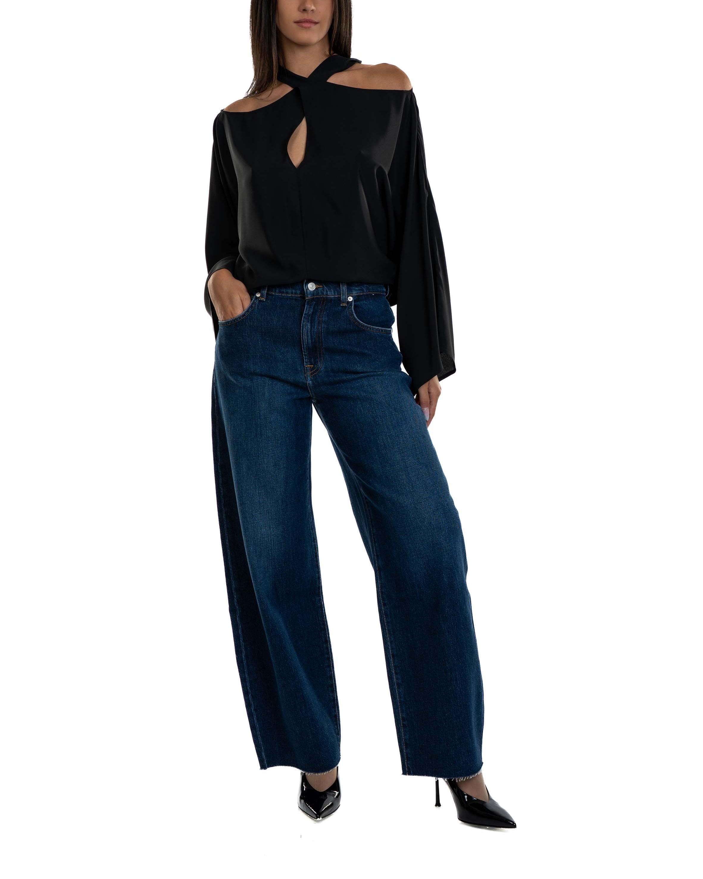 Blusa collo intrecciato 31103 NERO FEDERICA TOSI 