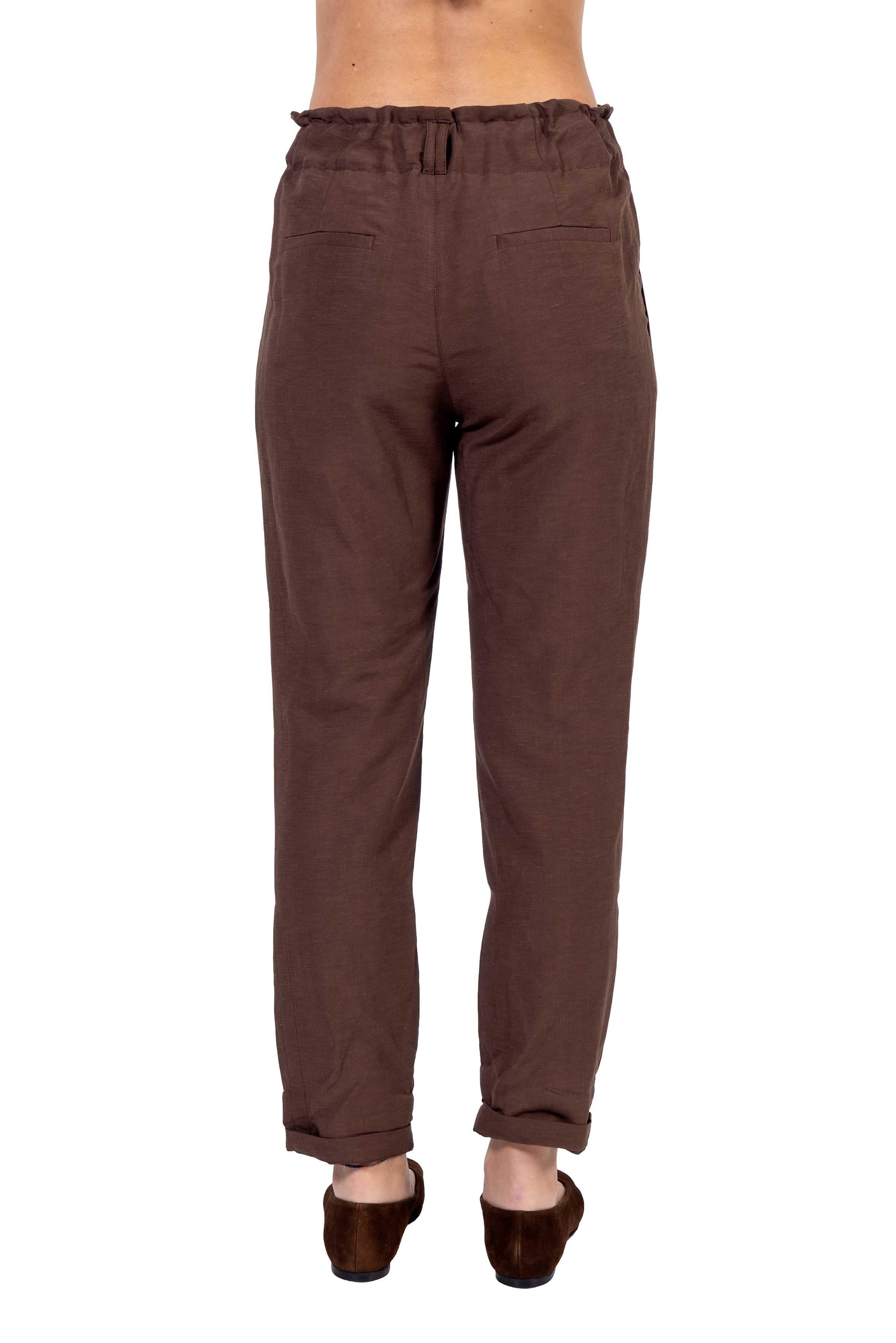 Pantalone cargo marrone in misto lino 2484 2973 CIOCCOLATO ALICE MILLER 
