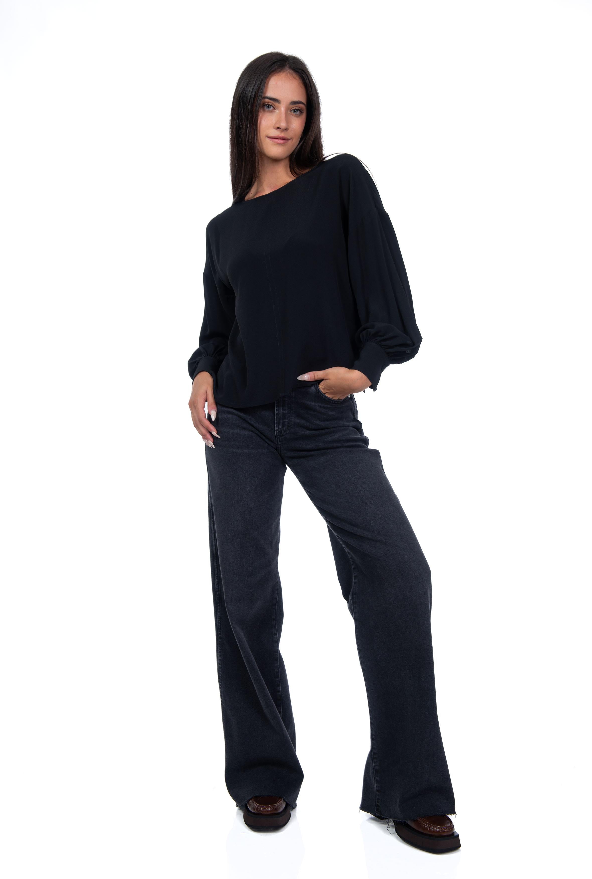 Blusa in misto seta nero J4052000 N JUCCA 