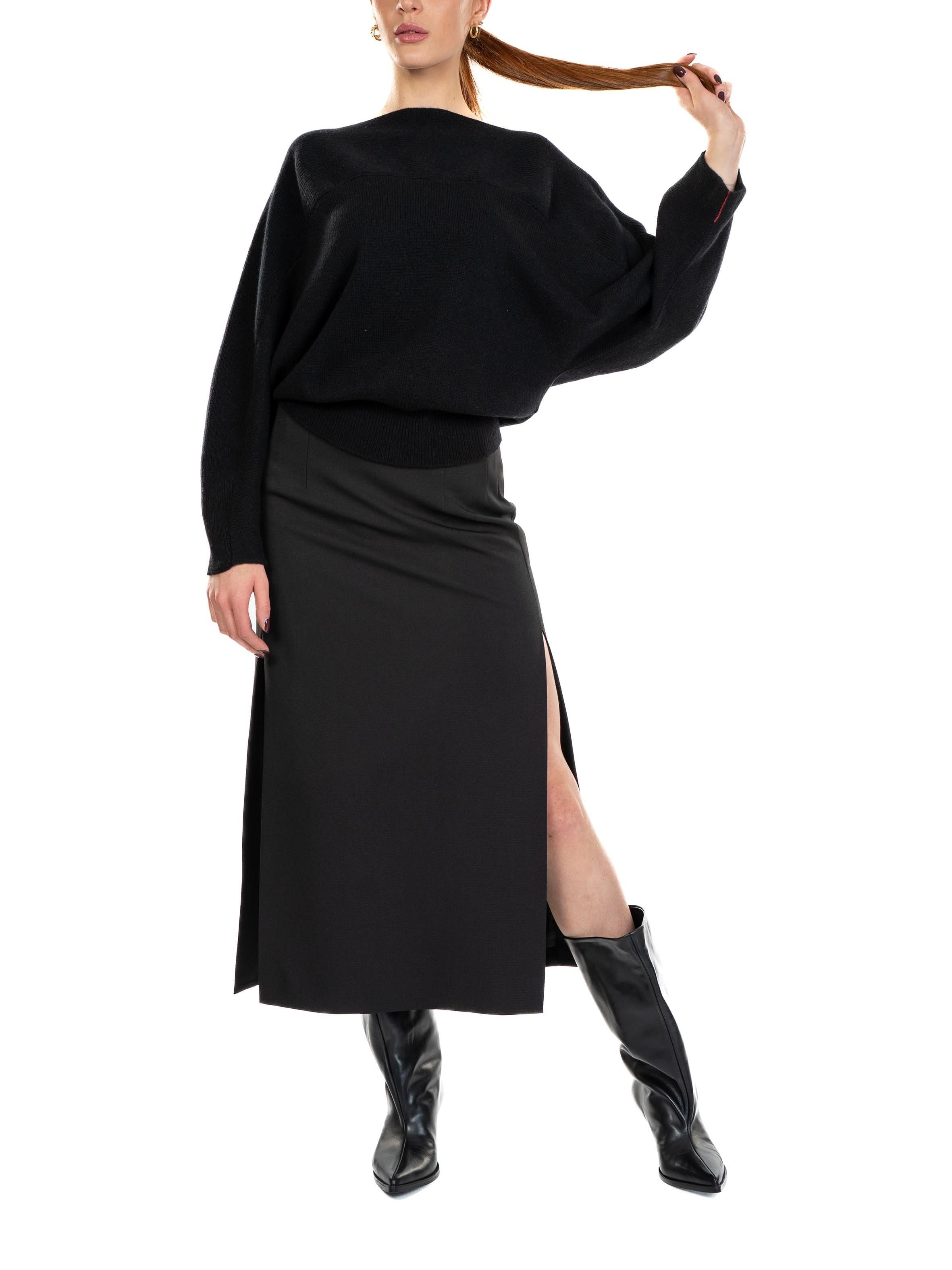 Gonna longuette nera con spacchi 4699 4334 BLACK ALICE MILLER 