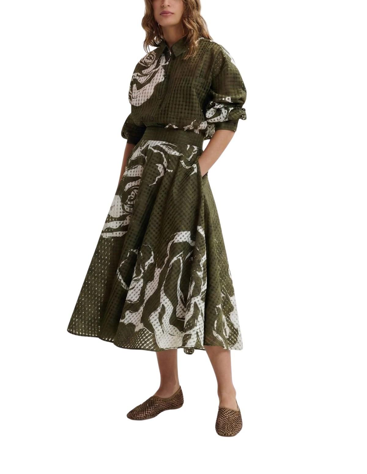 Gonna ruota fantasia verde JANGO OLIVE ESSENTIEL ANTWERP 