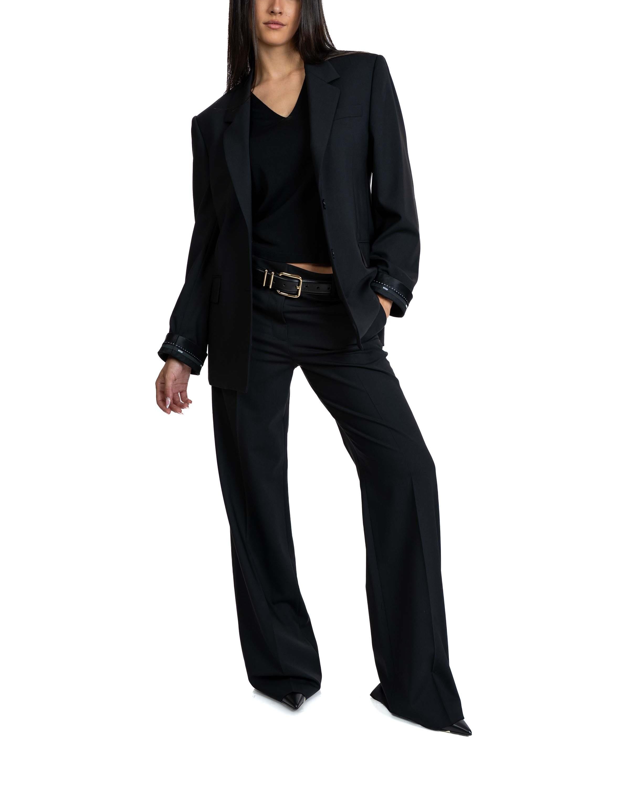 Giacca monopetto nero con risvolto maniche 3941 MDG09 BLACK MSGM 