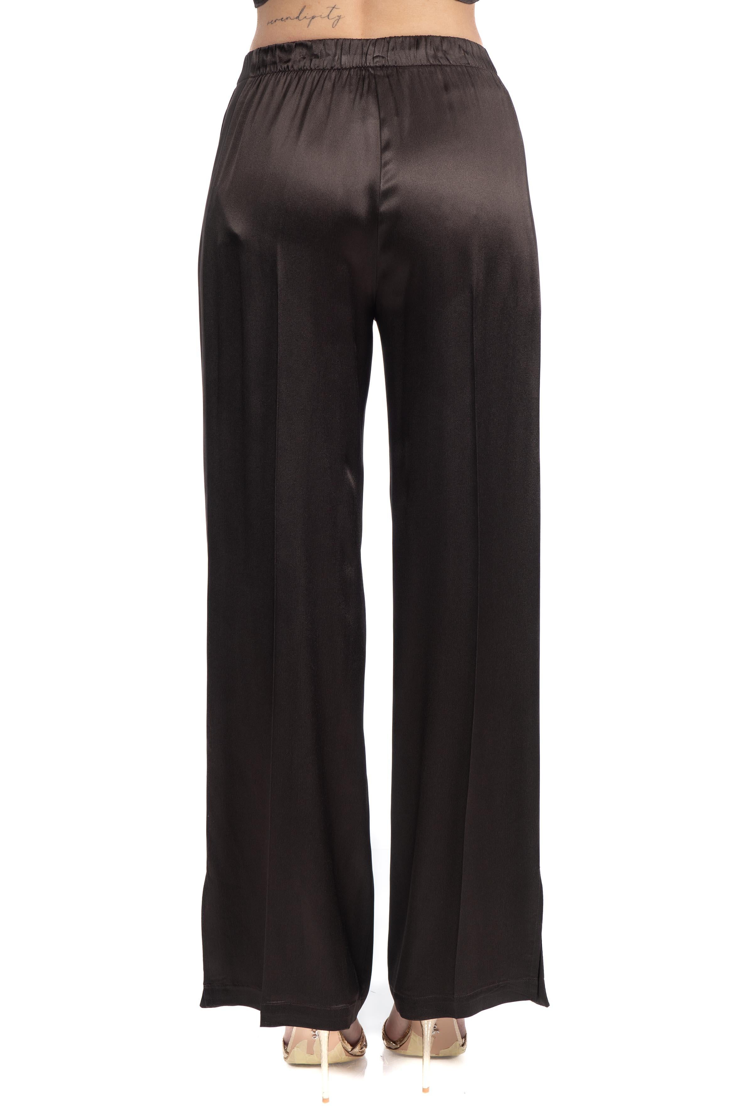 Pantalone Lucia raso cacao LUCIA Y6SM39 DARK CACAO SEMICOUTURE 
