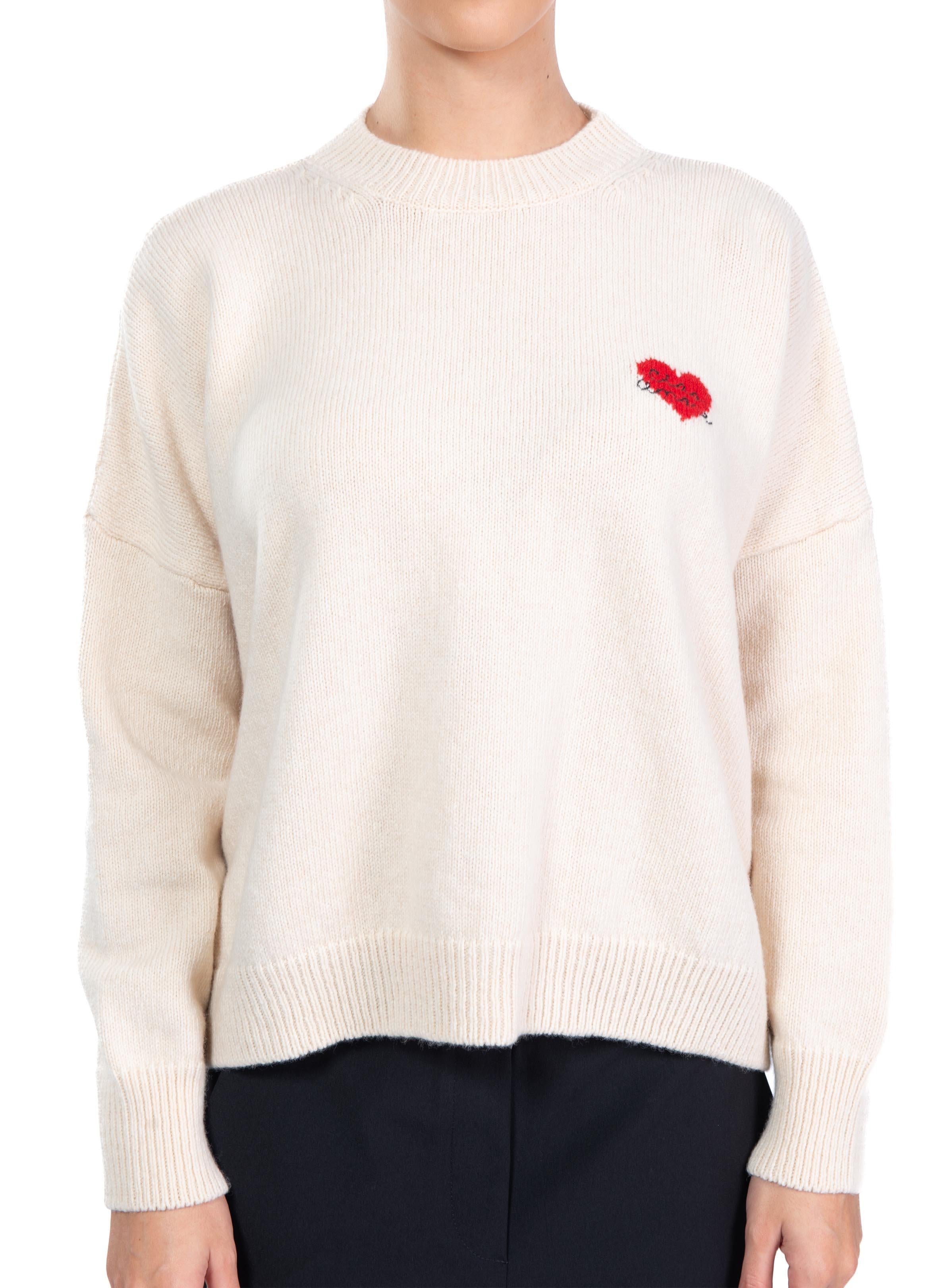Maglia panna con cuore jacquard 22108 P GIADA BENINCASA 