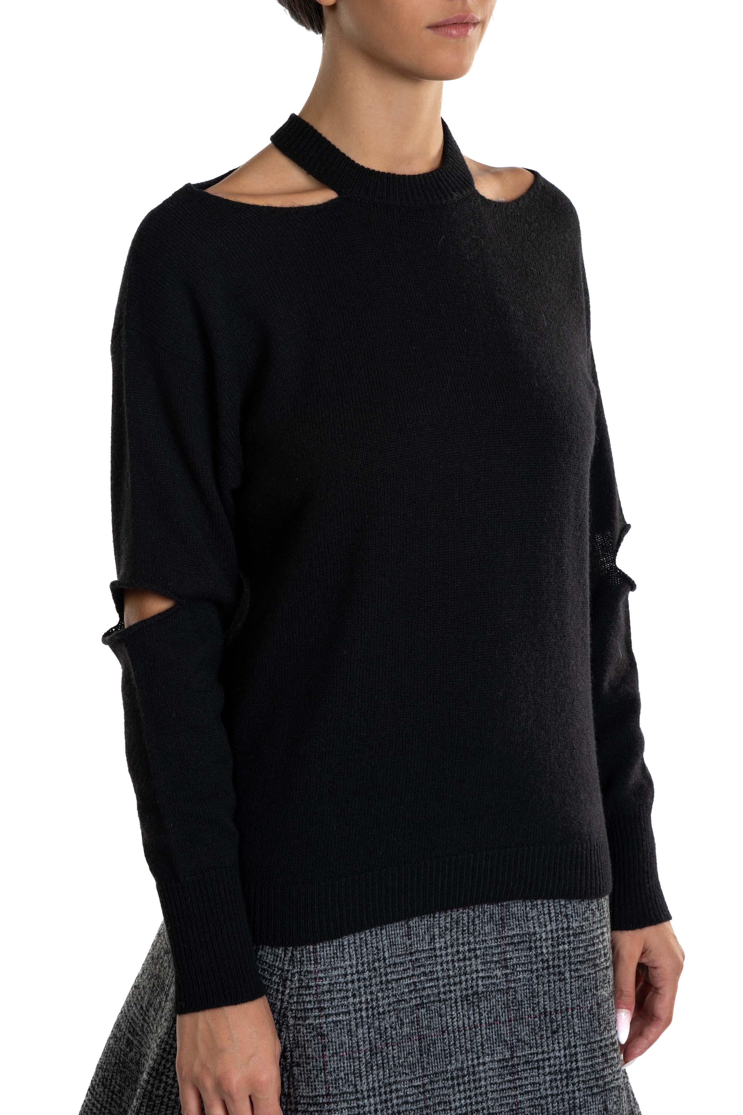 Maglia cut- out girocollo 32006 NERO FEDERICA TOSI 
