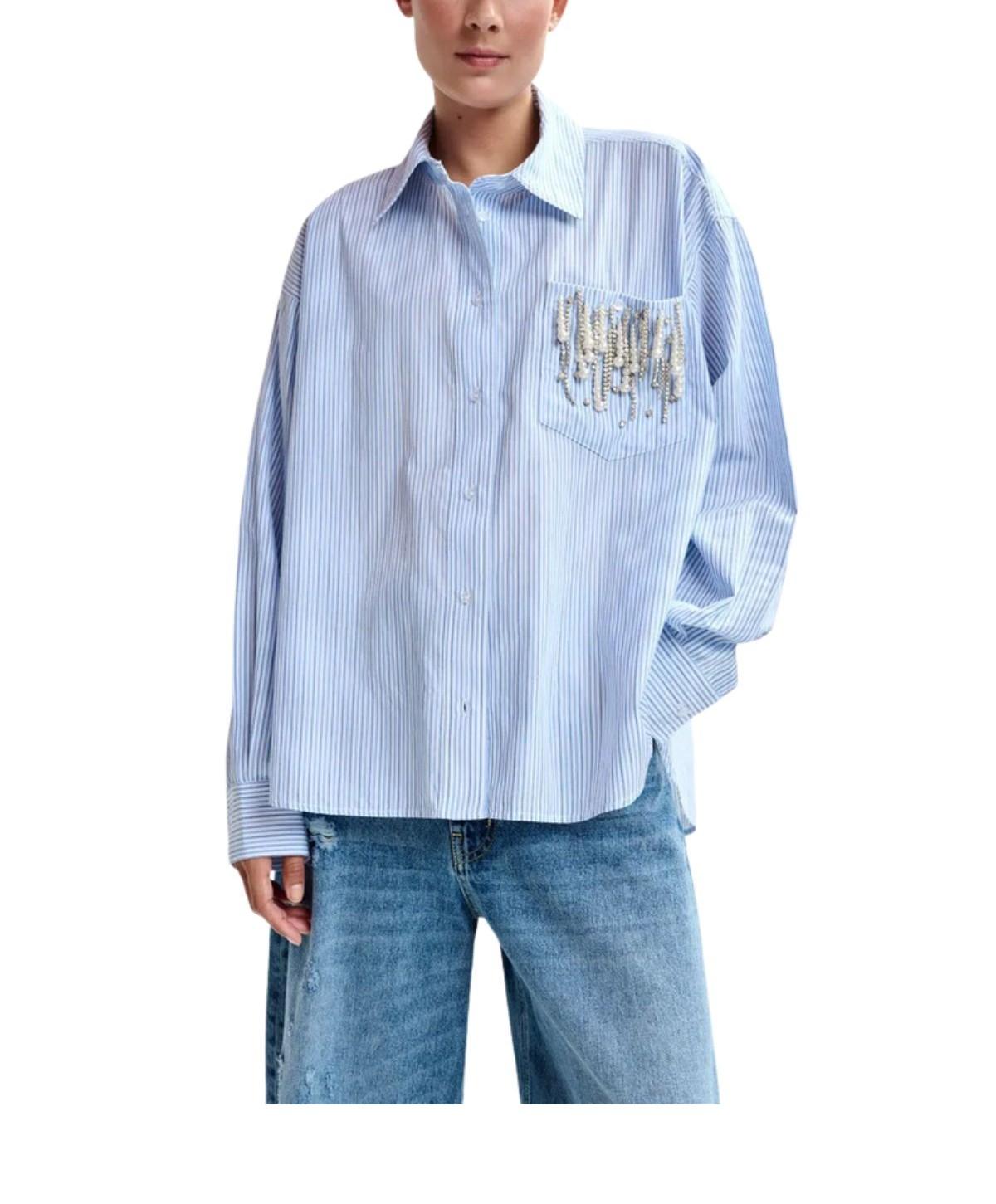 Camicia oversize a righe con decotazioni JOMMEKE OFF WHITE ESSENTIEL ANTWERP 