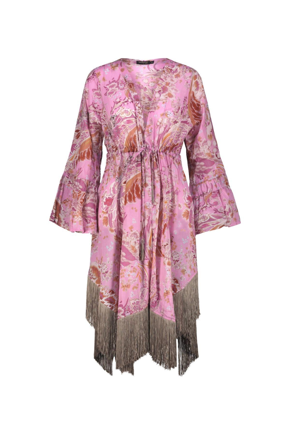 Vestaglia kaftano con frangia V6011D ROSA MIss bikini 
