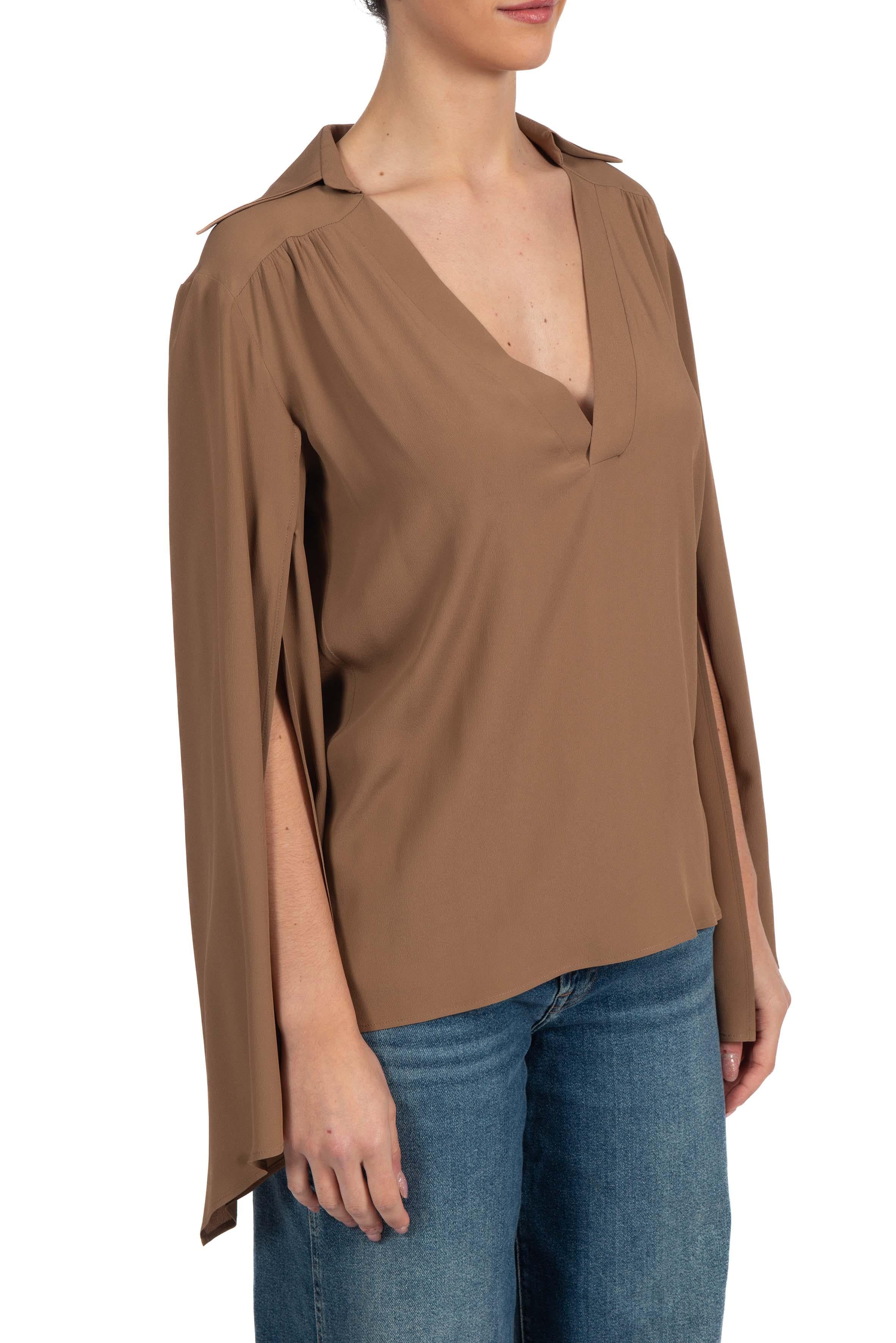 Blusa scollo a V manica a calla 41104 nocciola 41104 NOCCIOLA FEDERICA TOSI 