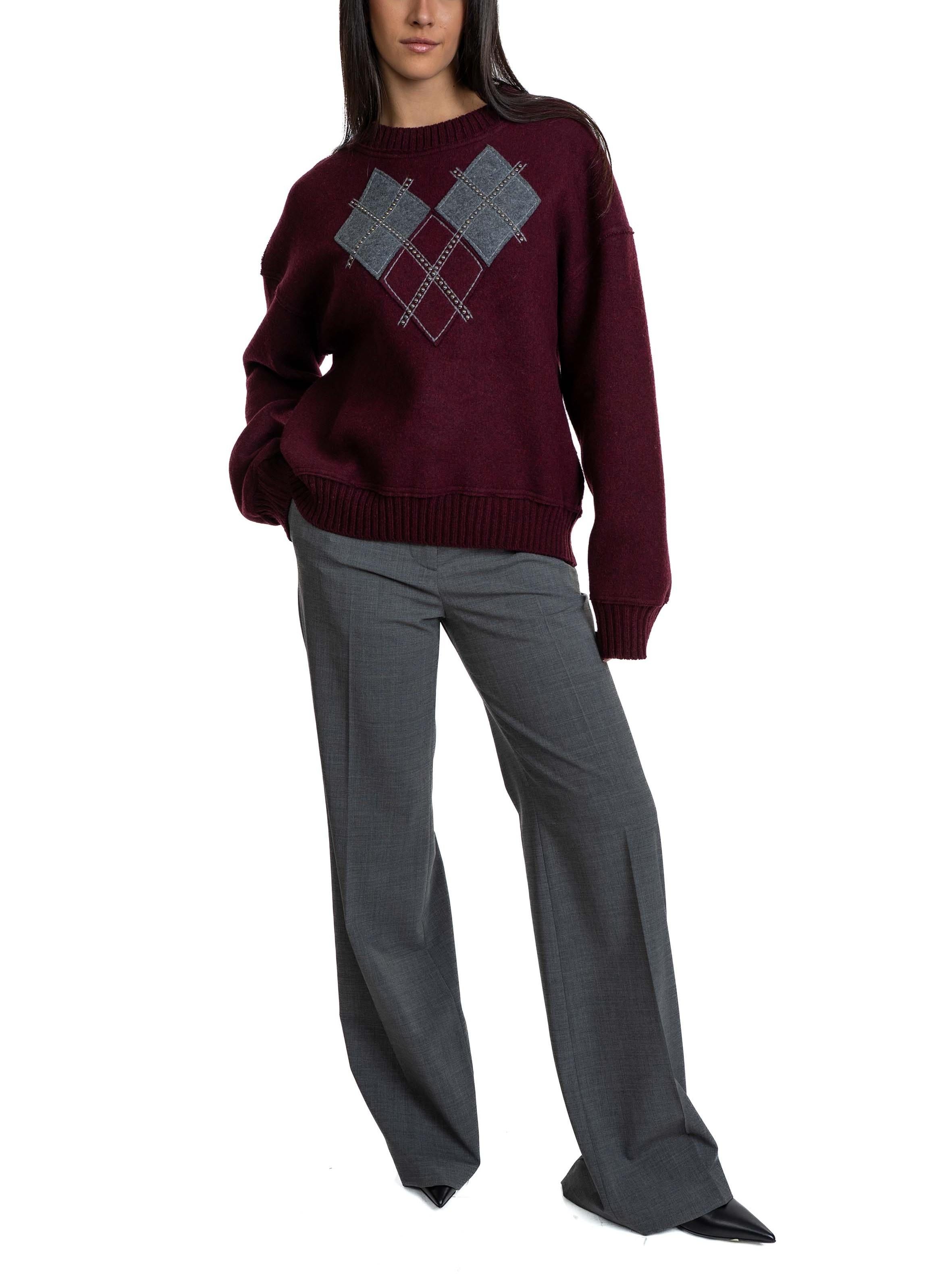 Maglia bordò rombi E021 E021 BROWN RED N° 21 