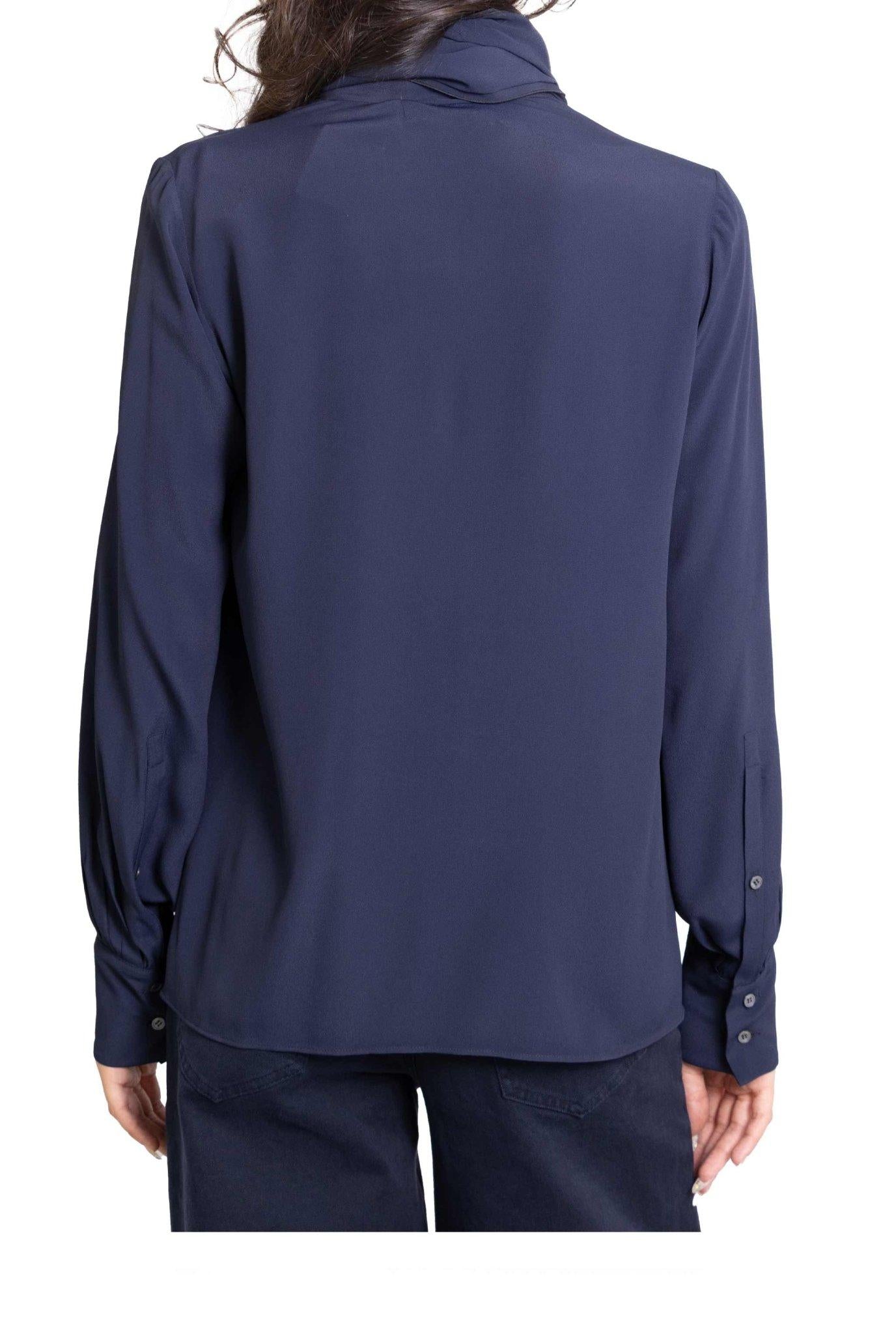 Blusa blu con drappeggio frontale G081 5111 B N° 21 