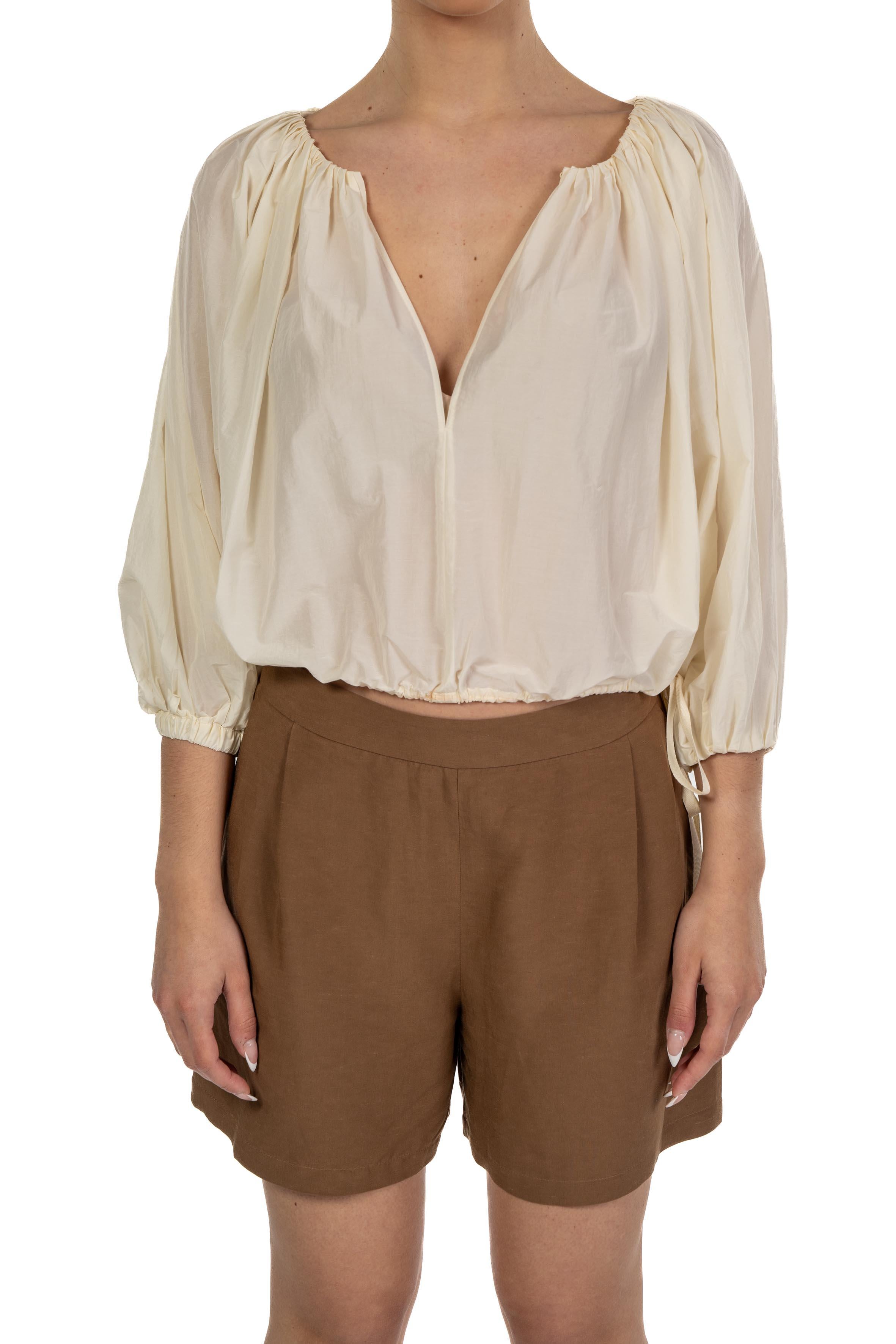 Blusa cropped in nylon A0213 2120 003 AVORIO PHILOSOPHY 