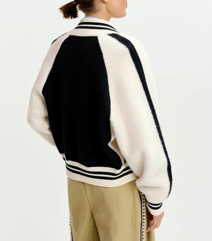 Bomber Idol in maglia bianco e nero IDOL BLACK ESSENTIEL ANTWERP 