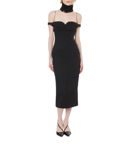 Abito nero midi con spalle scese 0404 5728 N PHILOSOPHY 