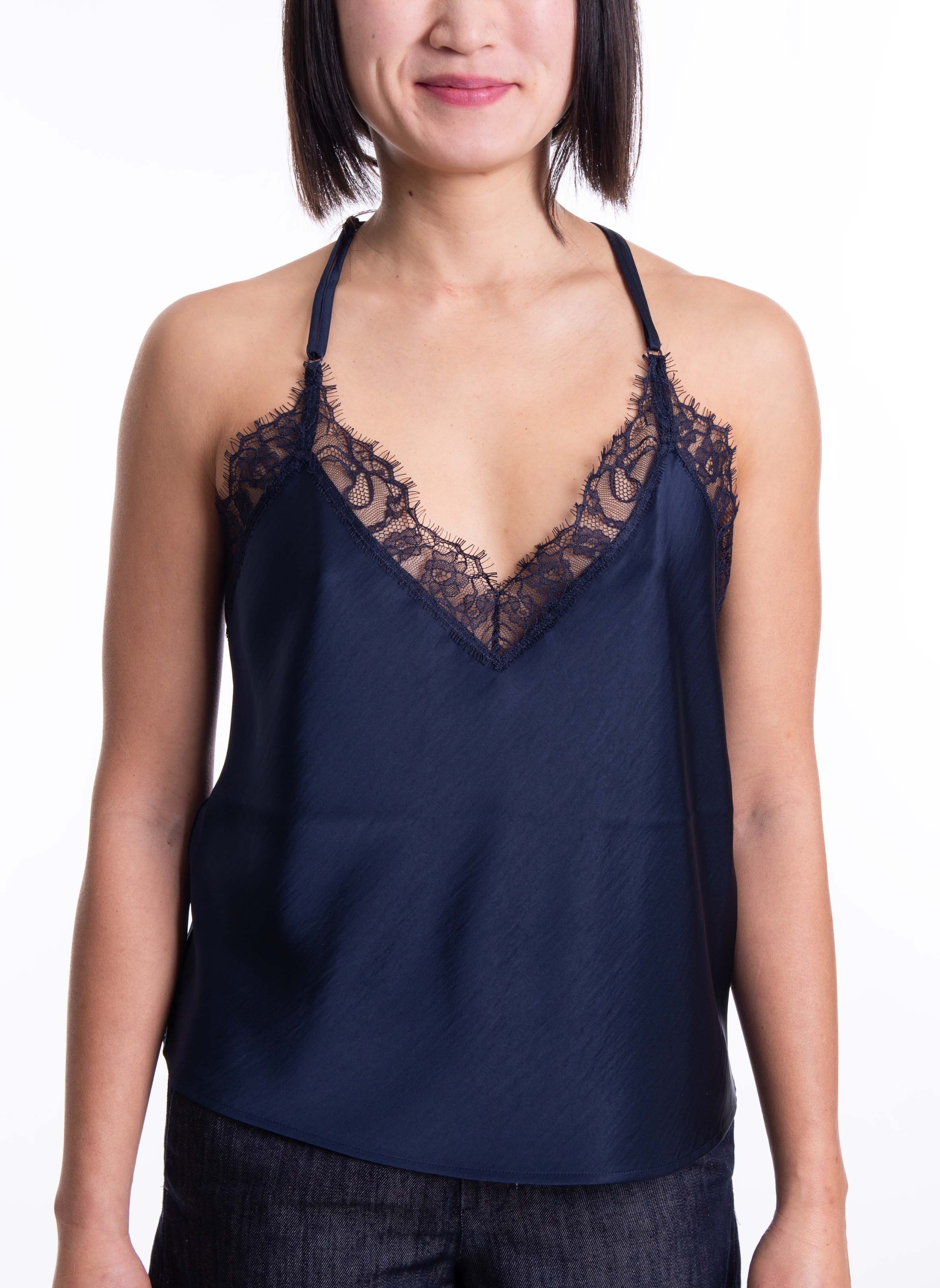 Canotta blu navy con pizzo FANG B ESSENTIEL ANTWERP 