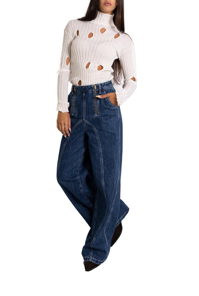 Jeans con doppia zip frontale- Self Portrait -Giorgioquinto