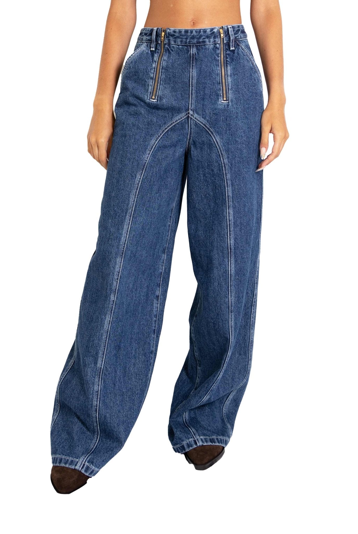 Jeans con doppia zip frontale- Self Portrait -Giorgioquinto