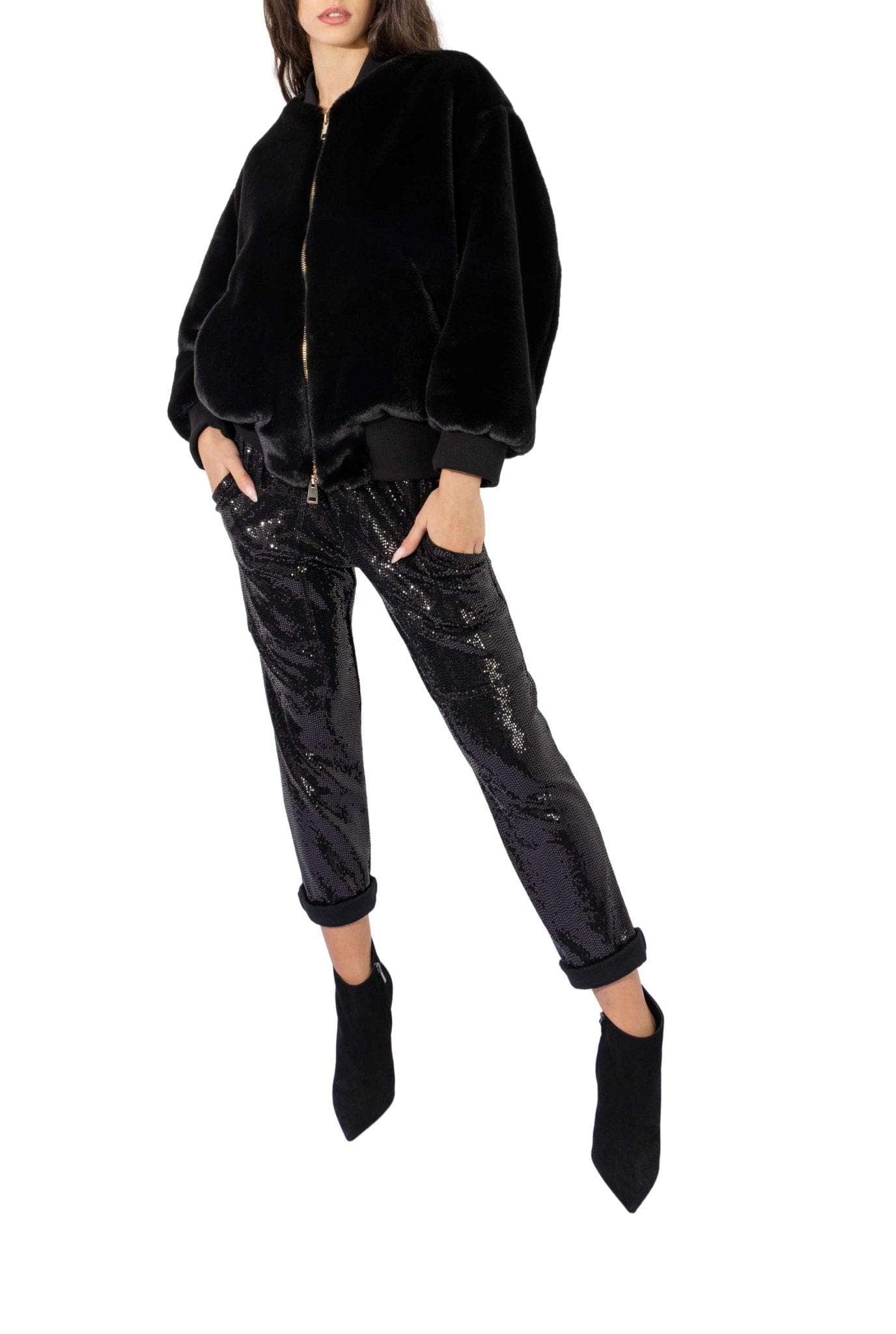 Pantalone cargo in holographyc jersey nero- Alice Miller -Giorgioquinto