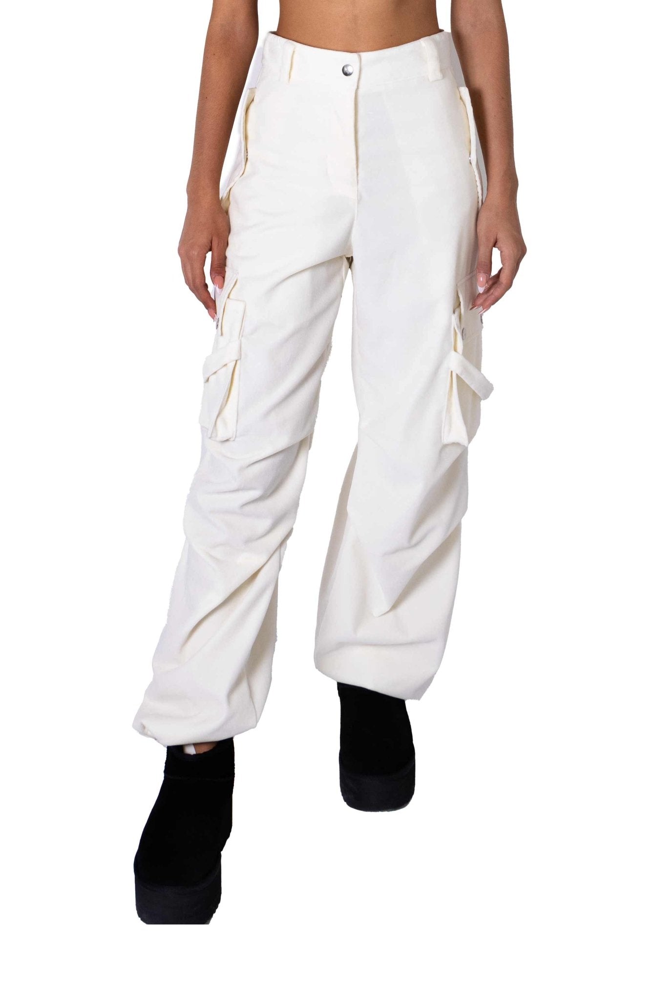 Pantalone cargo in velluto bianco- MSGM -Giorgioquinto