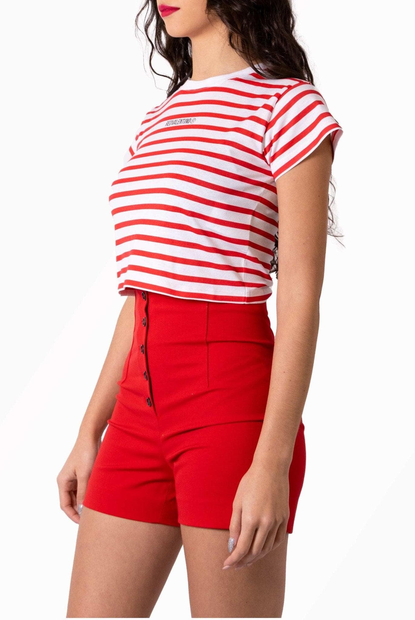 T-shirt a righe bianca e rossa- Red Valentino -Giorgioquinto