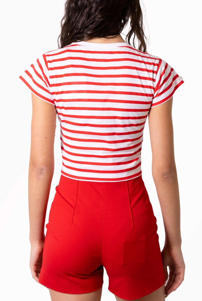 T-shirt a righe bianca e rossa- Red Valentino -Giorgioquinto
