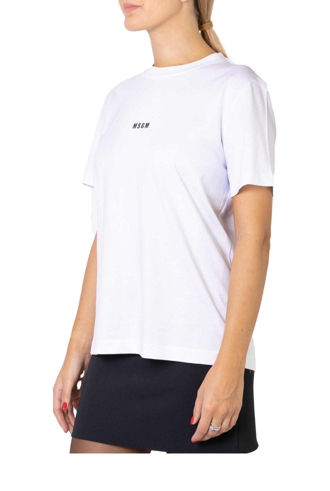 T-shirt bianca con micro logo- MSGM -Giorgioquinto