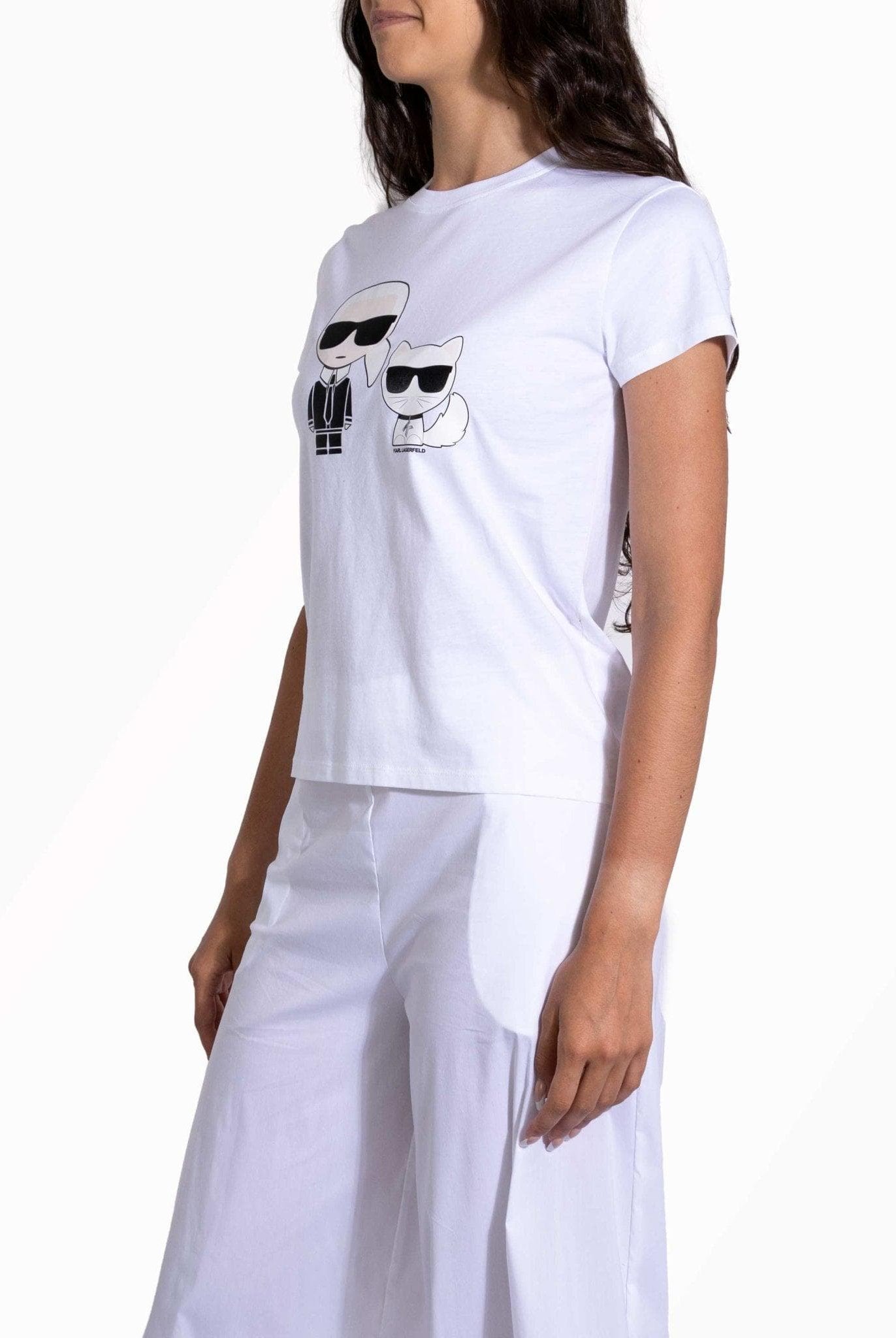 T-shirt con stampa Karl e Choupette- Karl Lagerfeld -Giorgioquinto