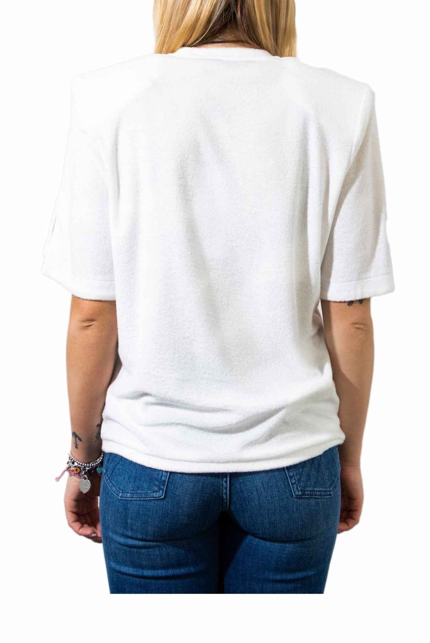 T-shirt in spugna bianca con spalline- MVP Wardrobe -Giorgioquinto
